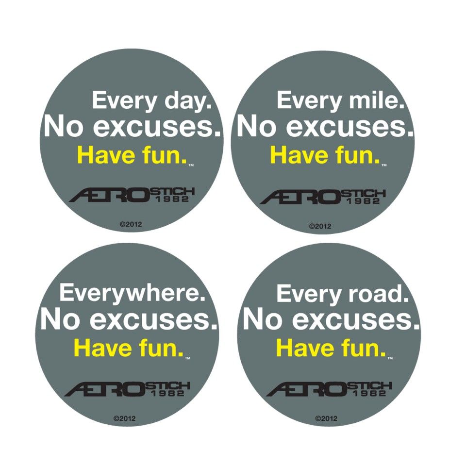 Aerostich No Excuses. Have Fun. Buttons
