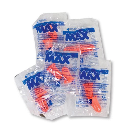 Disposable MAX Tapered Earplugs, 25 pairs