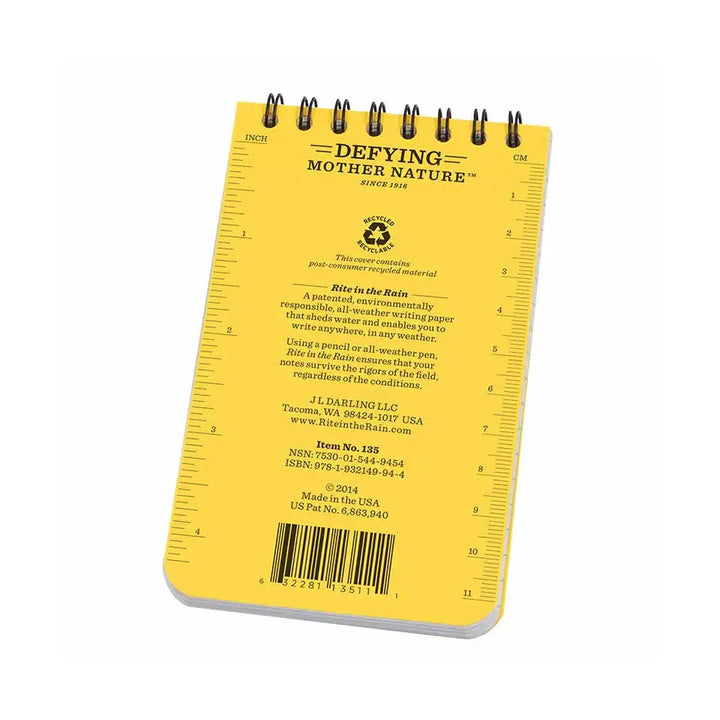 Rite In The Rain Notebook-Spiral Top Bound 3"x5"