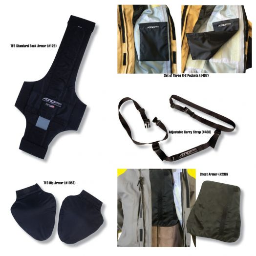  Aerostich Complete Optional Armor, Carry Strap and Inside Pocket Package