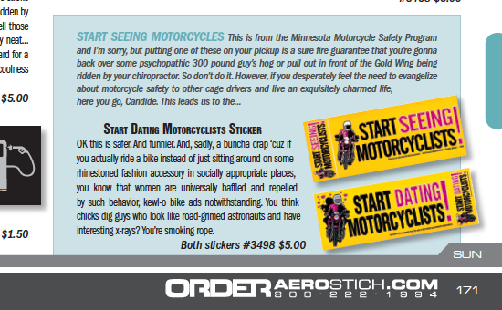 Start Dating Motorcyclists from the 2006 Aerostich Catalog